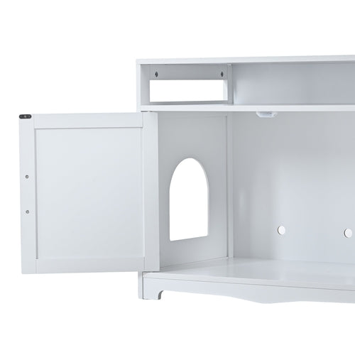 Hidden Cat Litter Box Furniture with Storage Bench , Wooden Pet House