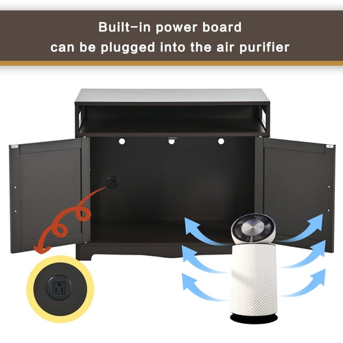Hidden Cat Litter Box Furniture with Storage Bench , Wooden Pet House
