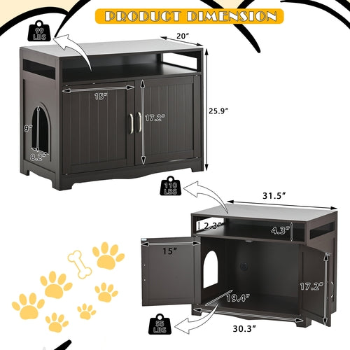 Cat Litter Box Enclosure Espresso Engineered Wood for pet areas and