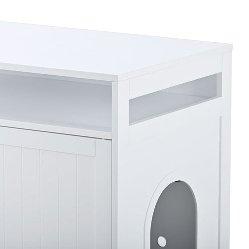 Hidden Cat Litter Box Furniture with Storage Bench , Wooden Pet House