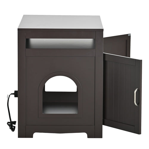 Hidden Cat Litter Box Furniture with Storage Bench , Wooden Pet House