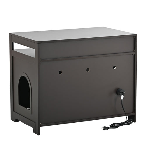 Hidden Cat Litter Box Furniture with Storage Bench , Wooden Pet House